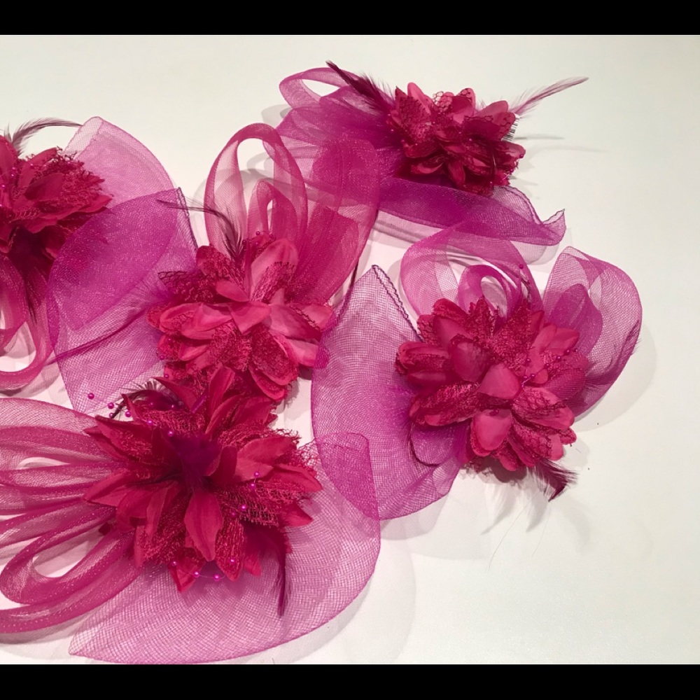🍏🍏🍏 5 Bow Hair Clips Headwear Lace Feather Beads